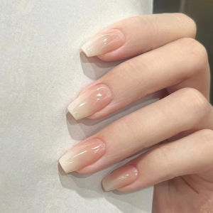 Aurora Gradient Nail Art ชุดกาวแบบถอดได้เล็บเคล็ดลับเจ้าสาวธรรมชาติสี Handmade สวมใส่เล็บปลอมสําหรับงานแต่งงาน