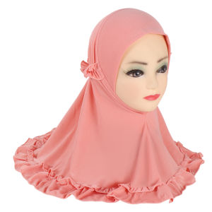 H361 Beautiful Fit 3-6 Years Old Girls Cute Hijab Head Scarf With Crinkles Baby Muslim Shawl Turban Caps