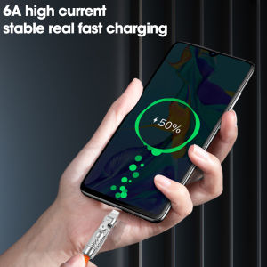 120W 6A Multifunctional 180 Degree Rotatable Type-C/Micro USB Fast Charging Game Mobile Phone Charging Data Cable Compatible with Huawei Xiaomi  Cellphone Data Line