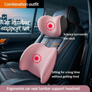 Universal Car Headrest Neck Support Pillow Memory Foam Seat Cushion Lumbar Back Cushion Four-Season Neck Pillow for All Cars