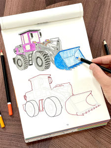Childrens Engineering Car Digger Line Drawing Coloring Book 3 Year Old Baby Focused Drawing Little Car Coloring Book