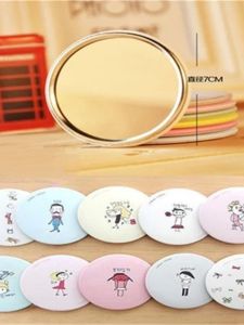 Portable Cute Cartoon Makeup Mirror Creative Personal Size Mirror Macaron Color Korean Style Non-Luminous Compact Mirror
