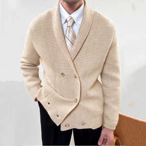 Trang Phục Công Sở Thoải Mái Dệt Kim Áo Khoác Nam Ôm Vừa Vặn Mùa Thu Mùa Đông Thời Trang Ấm Áp Thoải Mái Gen Y Hở Cổ Áo Khoác Cardigan Áo Len Phong Cách Trung Hoa