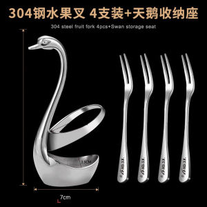 Elegant 304 Stainless Steel Fruit Fork Cute Dessert Fork Set Creative Home Use Fruit Tag Cake Sweet Spoons Reusable Dining Utensils