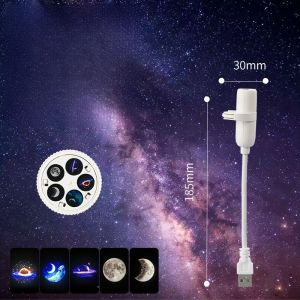 Aitemay USB Galaxy Star Projector Night Light 15 Patterns Clear Image 3W LED Mini Starry Sky Lamp 360 Rotation Bedroom Decor 185mm White