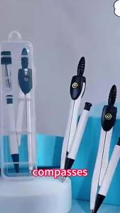 Metal Compass with Pencil Lead Box Math Circle Exam Drafting Compasses Student School Supplies