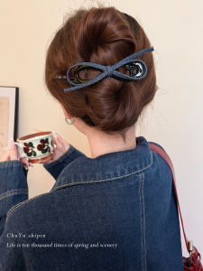 Kẹp Tóc Búi Thắt Nút Bướm Denim Cổ Điển Dành Cho Nữ Kẹp Tóc Một Từ Cao Cấp Mới 2025 Kẹp Tóc Sau Đầu Kẹp Tóc Búi Tóc