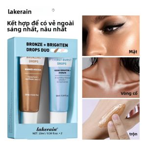 Bộ Dưỡng Da Làm Sáng Da Bronze & Brighten Drops Duo Kit Cỡ Du Lịch - Tinh Chất Dưỡng Sáng Dưỡng Ẩm Làm Rám Nắng Cho Mặt Và Toàn Thân