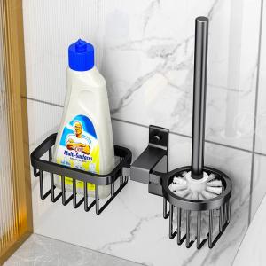 ไม่ต้องเจาะ ตู้ส้วมใหม่ แปรงส้วม ตู้เก็บของ ติดผนัง อุปกรณ์ทำความสะอาด วัสดุอะลูมิเนียม ไม่มีมุมติดขัด