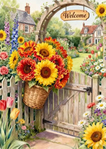 HUACAN 11CT Complete Cross Stitch Package Garden Landscape Embroidery Kits Sunflower Floral Hand Sewing Gift Friends Wall Decor