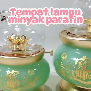 Tempat Lampu Minyak Parafin / Tempat Minyak Sembahyang Caocai Giok Hijau