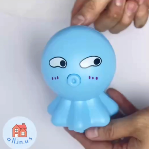 หมึกน้อยพ่นฟอง ของเล่นเป่าฟองสบู่ พร้อมถาดรองและน้ำยาในชุด