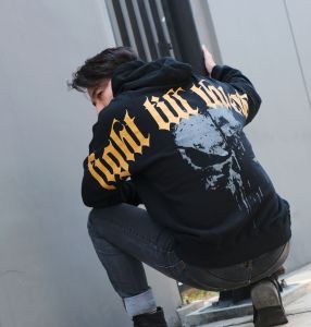 hoodie pria huntercutz black gold & silver ftte