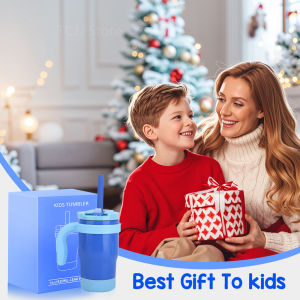 420ML Kids Vacuum Flasks Leak Proof Thermos Bottle With Handle Straw Stainless Steel Drinking Cup For Gifts Drinkware BPA Free