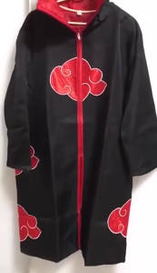 Naruto Costume Akatsuki Cloak for Kids Adult Jacket Men Cosplay Konan Akatsuki Coat Robe Halloween Black Robe+Headband