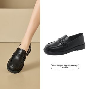 DUSTO | Black Thick Sole Vintage Low Heel Loafers