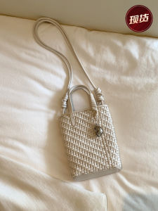 Chio2nd South Wind Sunshine Cloud Tot Bag Womens Autumn Winter Woven Mobile Phone Bag Handheld Single Shoulder Slant Cross Small Bag