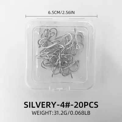 ShareShark | ShareShark 20pcs/box 3X Strong Sea Fishing Triple Reinforced Blood Tank Hook Sharp High Carbon Steel Saltwater Treble Hook