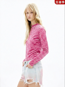 Juicy Couture | Lace Mesh Pink Fleece Slim Fit Long Sleeve T-shirt