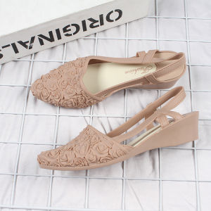 Azgalery SPT-75 Sandal Sepatu Wanita Flat Slip On Bunga Tali Kasual Belakang Style Kasual Empuk COD