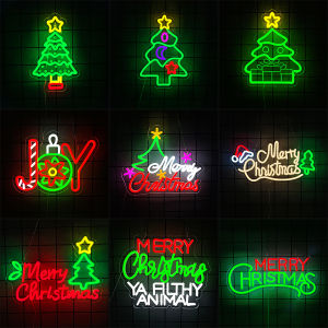 Merry Christmas Neon Sign for Wall Decor Christmas Tree Neon Signs Vibrant LED Neon Light up Sign for Party Decor USB Powered
