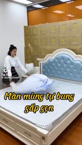 Màn Chụp Tự bung Có chân Viền Vải Chống Muỗi Cao Cấp Có Chân Viền Vải lụa chống muỗi . Đủ kích thước 1m21m41m61m82m2