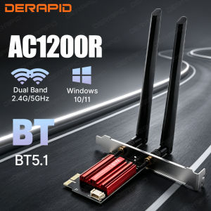 AC1200 PCIe WiFi Card Bluetooth 5.1 1200Mbps Dual Band 2.4GHZ 5GHz 867Mbps Desktop Network Adapter for Win10 11 MU-MIMO