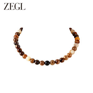 zengliu | Dây Chuyền Đá Tự Nhiên Hạt Bi cho Phụ Nữ 925 Bạc Đá Zebra