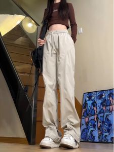 กางเกงคาร์ดิแกนทรงสลิมฟิตสำหรับผู้หญิง กางเกงขายาวทรงหลวมสไตล์อเมริกันสำหรับฤดูใบไม้ผลิและฤดูใบไม้ร่วง กางเกงขายาวแบบป้องกันน้ำสำหรับกลางแจ้ง