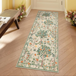 VIKAMA Retro Hoa Dài Thảm Chống Trơn Trượt Chống Bám Bẩn PVC Lót 100% Polyester Thảm Cho Nhà Bếp Phòng Ngủ Phòng Khách Trang Trí Nhà Cửa