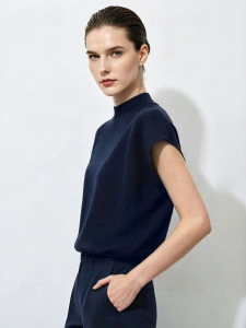 AMII | Casual Short Loose Slim Fit Half-high Collar Cover Sleeve Sweater