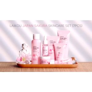 LAIKOU Japan Sakura SPF50 Sunscreen Mud Mask Skincare 7pcs/Set With Gift Box Glowing Moisturizer