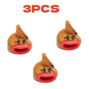 3PCS Novelty Funny Gift Gadgets Poop Keychain Prank Squeeze Tongue Tricky Stress Relief Relax Toys Poop Squeezing Fun Toy