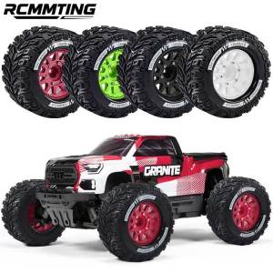 RCMMTING 4pcs Monster Truck Wheel Hub & Tires Set with 12/14/17mm Hex for 1/10 ARRMA Granite Traxxas Rustler Stampede HPI Tamiya