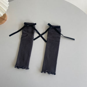 Ballet Miu Butterfly Knot Mid-Calf Socks Womens Solid Color Over-The-Knee Lolita Korean Style Combed Cotton All-Season Socks