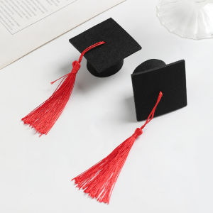 10Pcs Mini Graduation Hat Doctoral Cap Costume Top Hat With Tassels DIY Doll Decor Flowers Wine Bottle Decoration Party Supplies