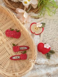 Childrens Woolen Apple Hair Accessories Baby New Year Christmas Hair Clips Side Clips BB Clips Forest System Hair Decorations