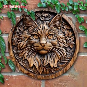 CIFbuy | Vintage Maine Coon Cat Metal Tin Sign Durable Aluminum Wall Art Decor with Rustic Farmhouse Design Perfect Indoor Outdoor Chri