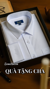 Áo Sơ Mi Nam Công Sở Trung Niên Anton Somianton Dài Tay Trắng Trơn Vải Cotton Vạt Bầu - ZA12