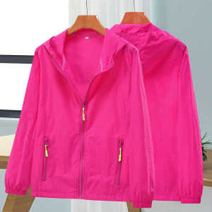 New Womens Loose UV Protection Clothing UPF50 plus Size Summer Thin Outerwear Fashionable Polyester Fiber Long Sleeve Hooded