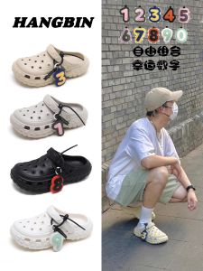 Mens Original Lucky Number Anti-Slip Toe-Shield Beach Slippers Wear-Resistant Outdoor Sandals Youth Trendy Design EVA Material