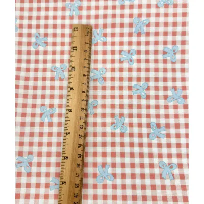 ZUOLEJIA | Gingham Bow Check Cotton Fabric 1.1m Wide