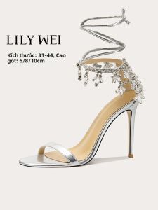 LILY WEI | Dép Sandal Gót Cao Mở Ngón Chân Thời Trang Kích Cỡ 31-33