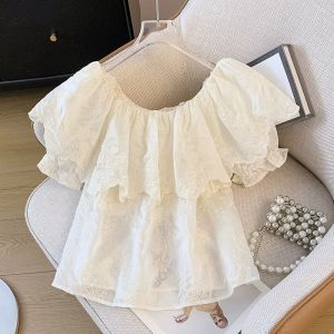 French Style Ruffled Shirt Lace Chiffon
