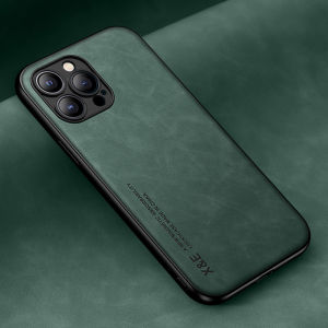 Luxury Leather Case For iPhone 15 14 13 12 11 Pro Max Mini XR XS Max 8 7 15 Plus SE 2020 Cover With Metal Plate Support Car Hold