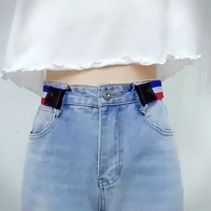 Homehub Fashion Nonporous Square Buckle Versatile Wild Leather Belt Canvas Material Invisible and Seamless Belt