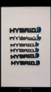 Tem decal chữ kim loại Hybrid kích thước 15x2.2cm phụ kiện độ ngoại thất ô tô đẹp