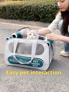Pet Travel Bag/Portable Outdoor Walking Carrier Shoulder Bag/4-Sided Breathable Mesh Comfortable/Cat & Dog Breathes Easy
