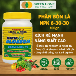 Phân Bón Lá Grow More NPK 6-30-30 GreenHome Chai 100GR Kích Ra Hoa Tăng Đậu Quả