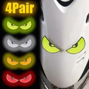 4Pairs Monster Eyes Car Stickers Reflective Devil Eye Safety Warning Tape Night Secure Driving Decals Auto Motorcycle Decor Accessories